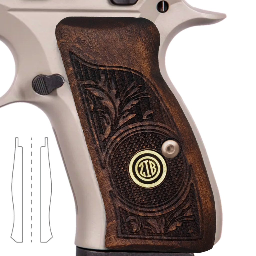Elegant Upgrade, Monogram - CZ 75/85 Compact Carved Beechwood Grips