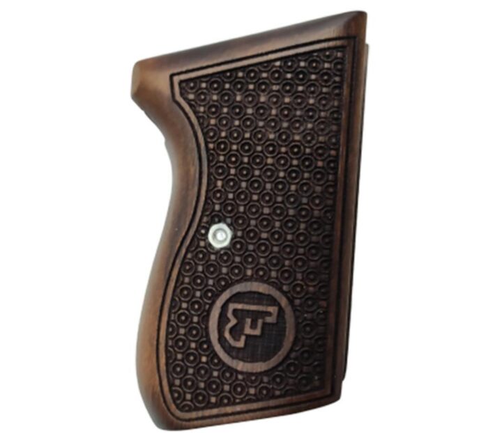 Beech Wood Pistol Grip For Czech Visor - Concentric Circles Pattern With Emblem - Image 2