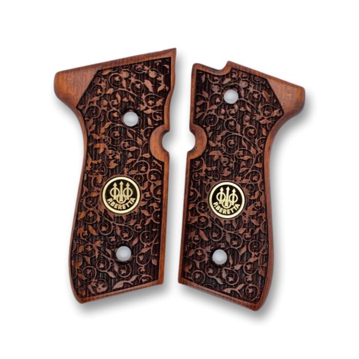 Beretta 92Fs Beechwood Grips - Intricate Initials &Amp; Floral Scrollwork - Image 5