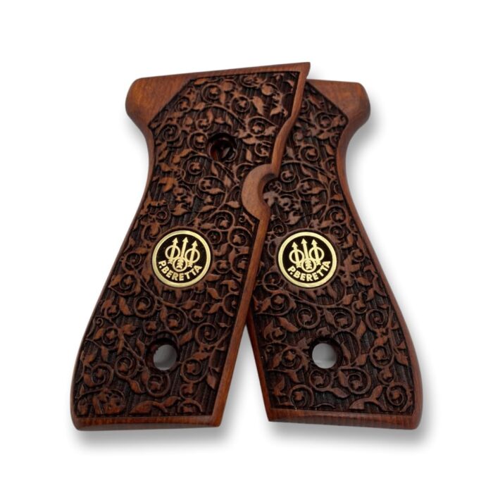 Beretta 92Fs Beechwood Grips - Intricate Initials &Amp; Floral Scrollwork - Image 6