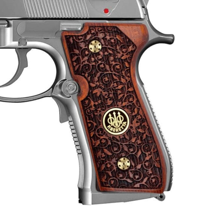 Beretta 92Fs Beechwood Grips - Intricate Initials &Amp; Floral Scrollwork - Image 4