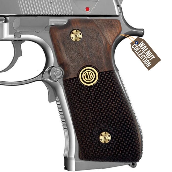 Beech Wood Grips For Beretta 92 Fs Series – Diamond Weave Pattern - Image 5