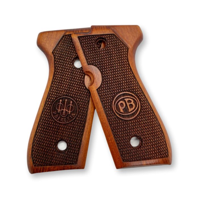 Beretta 92Fs Beechwood Grips - Initials &Amp; Basketweave With Texture - Image 11
