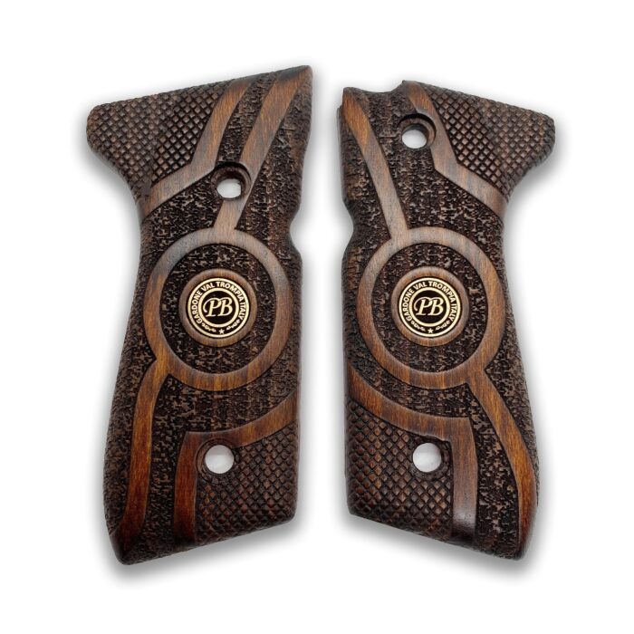 Beretta 92Fs Beechwood Grips - Medallion &Amp; Basketweave With Stippling - Image 6