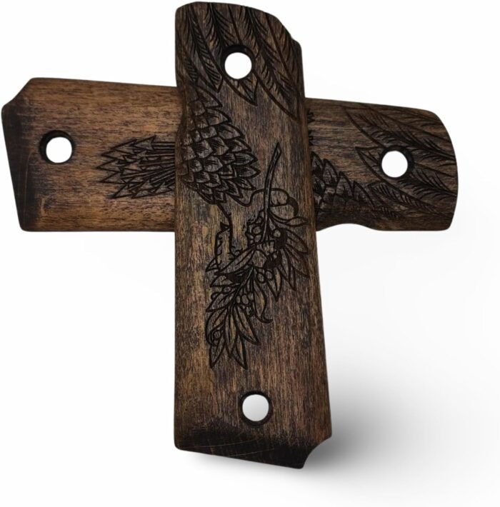 Zib Grips Phoenix In Flames Design, Wooden Grips For 1911 Pistols, 1911 Accessories (Phoenix In Flames - Rusty Walnut)  Sports &Amp; Outdoors - Image 3