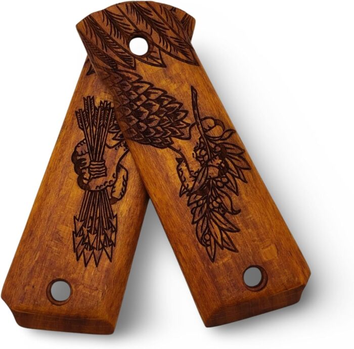 Olive Branch And Eagle'S Talons Wooden Grip: Premium Quality For 1911 Models - Image 3