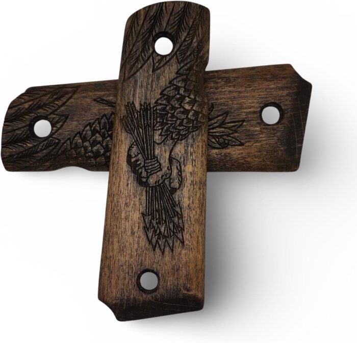 Olive Branch And Eagle'S Talons Wooden Grip : Perfect Fit For Your 1911 Pistol - Image 4