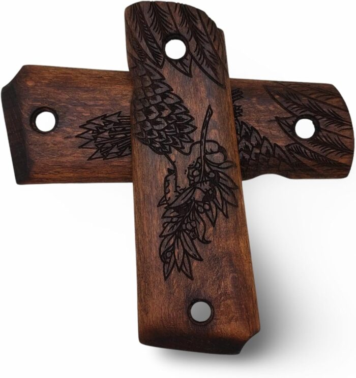 Zib Grips Phoenix In Flames Design, Wooden Grips For 1911 Pistols, 1911 Accessories (Phoenix In Flames - Rusty Walnut)  Sports &Amp; Outdoors - Image 3