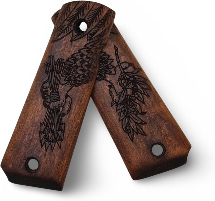 Zib Grips Phoenix In Flames Design, Wooden Grips For 1911 Pistols, 1911 Accessories (Phoenix In Flames - Rusty Walnut)  Sports &Amp; Outdoors - Image 4