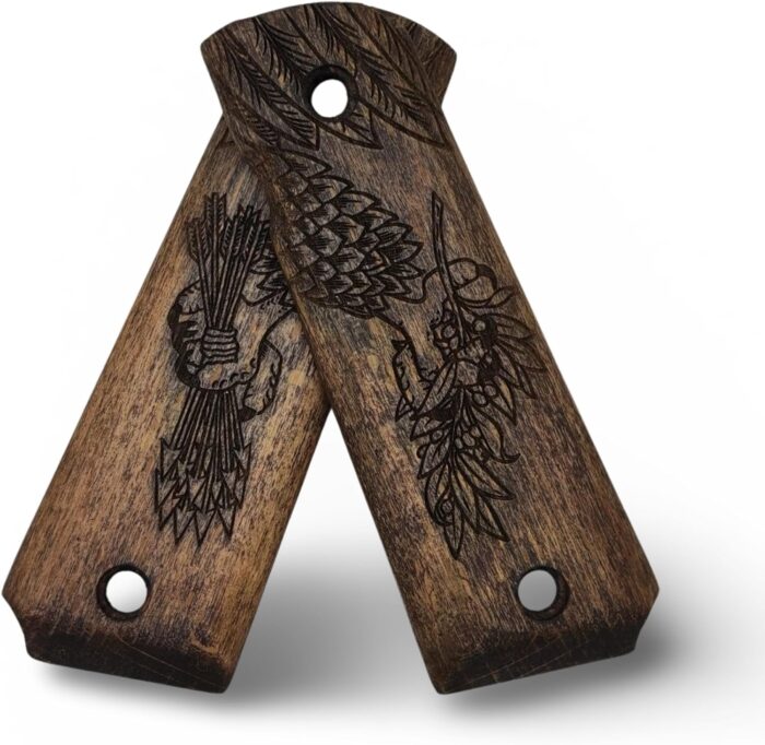Zib Grips Phoenix In Flames Design, Wooden Grips For 1911 Pistols, 1911 Accessories (Phoenix In Flames - Rusty Walnut)  Sports &Amp; Outdoors - Image 2