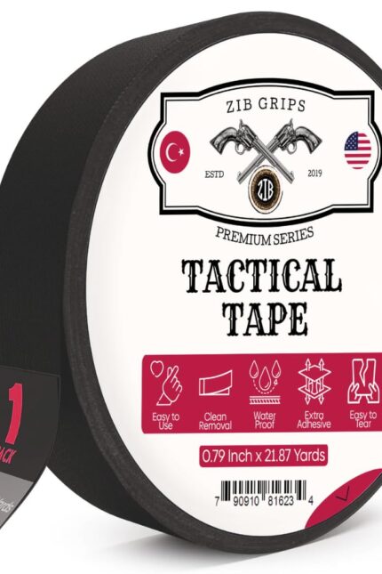 Zib Grips Protective Multipurpose Black Tape, 0.79 Inch x21.87 Yards, Water Resistant & Non-Reflective Grip to Wrap Improve Handles, Adhesive Multipurpose Tape for Guns/Cloth Hockey Tape, Stick Tape  Sports & Outdoors