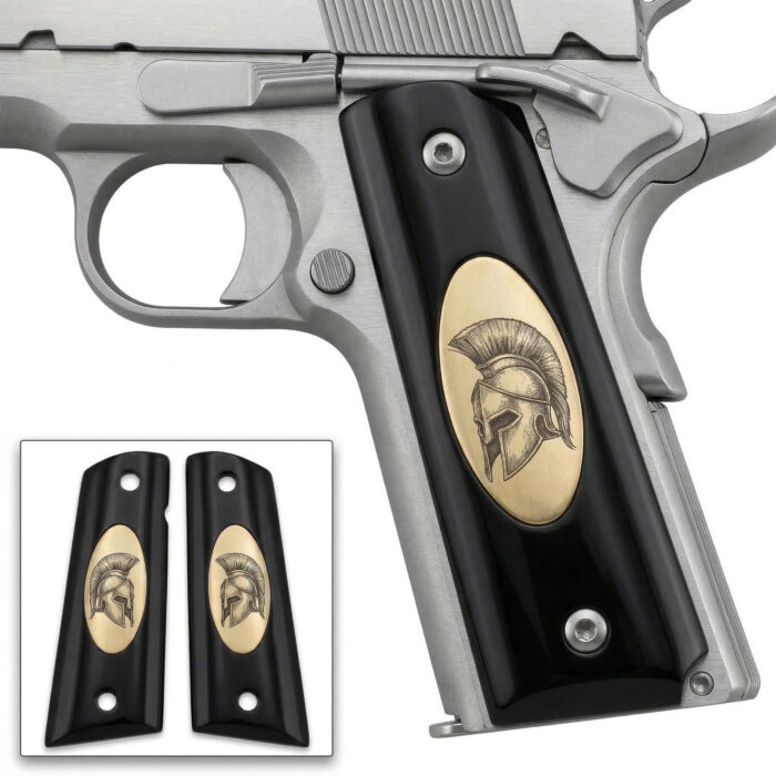 Colt 1911 Hardwood Grip | Spartan Helmet Engraved | Zib Grips