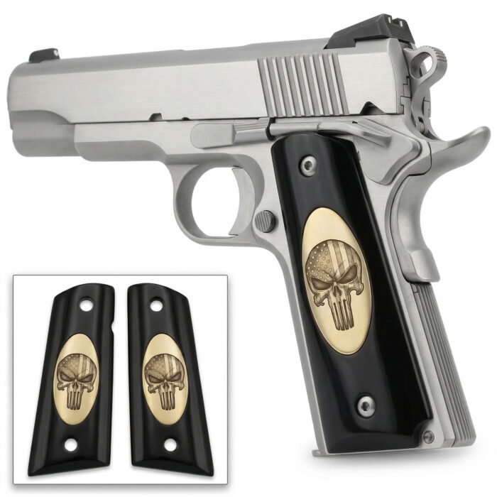 Colt 1911 Hardwood Grip | Punisher Bold Engraved | Zib Grips