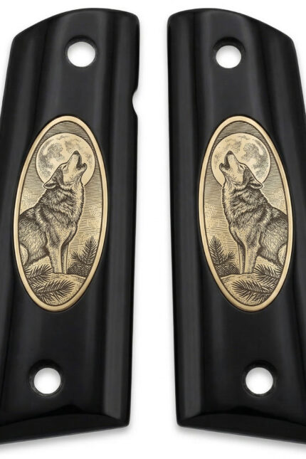 Colt 1911 Hardwood Grip | Wolf Full Moon Engraved | ZIB Grips