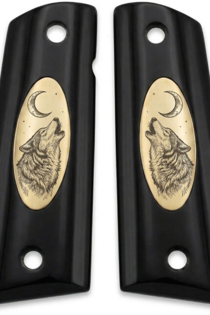 Colt 1911 Hardwood Grip | Howling Wolf & Moon Engraved | ZIB Grips