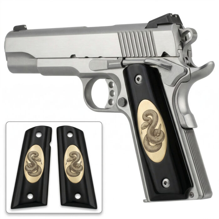 Colt 1911 Hardwood Grip | Rattlesnake Engraved | Zib Grips