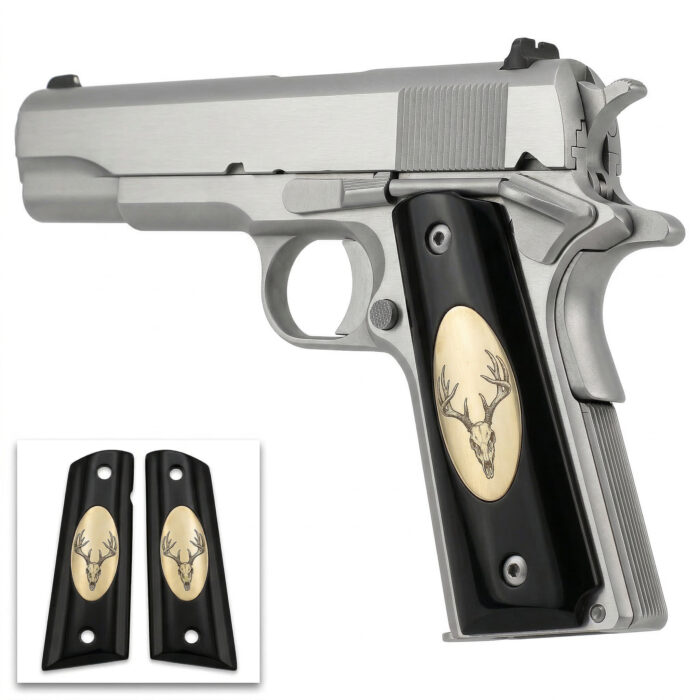 Colt 1911 Hardwood Grip | Deer Skull Engraved | Zib Grips