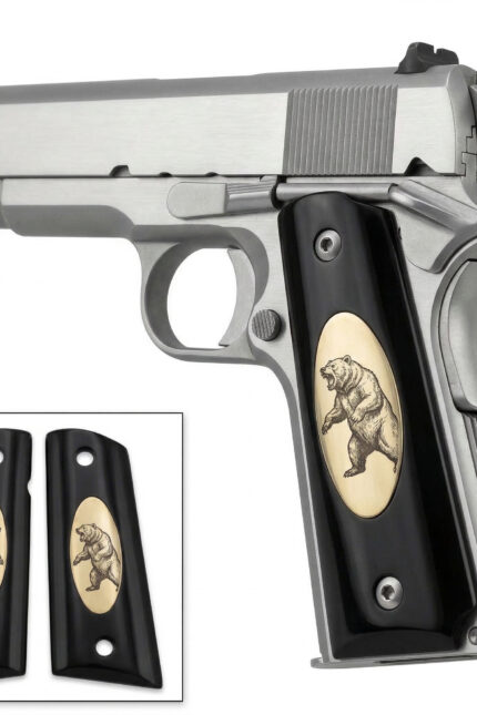 Colt 1911 Hardwood Grip | Grizzly Bear Engraved | ZIB Grips
