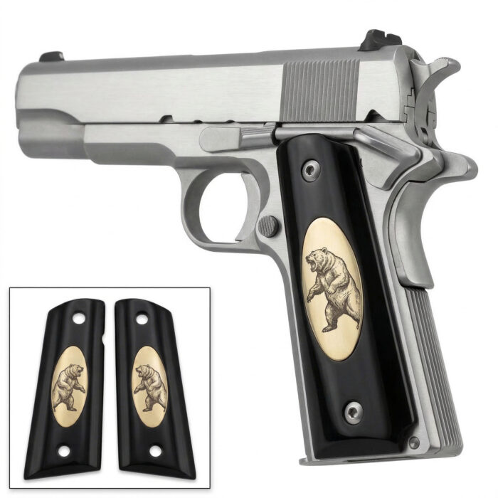 Colt 1911 Hardwood Grip | Grizzly Bear Engraved | Zib Grips