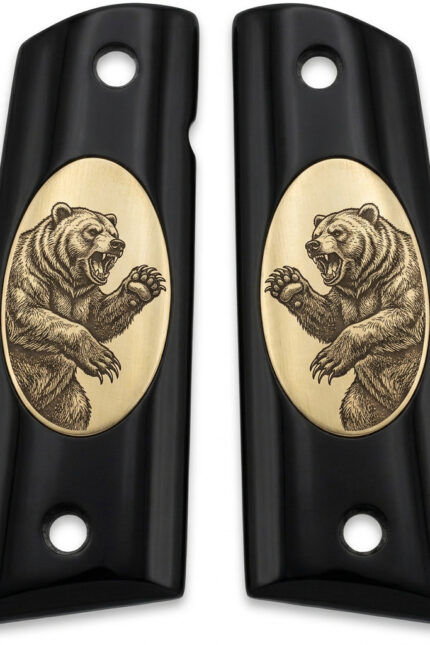 Colt 1911 Hardwood Grip | Roaring Bear Engraved | ZIB Grips