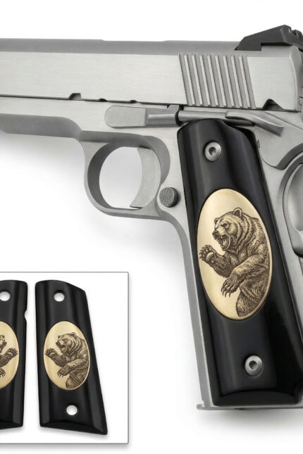Colt 1911 Hardwood Grip | Roaring Bear Engraved | ZIB Grips