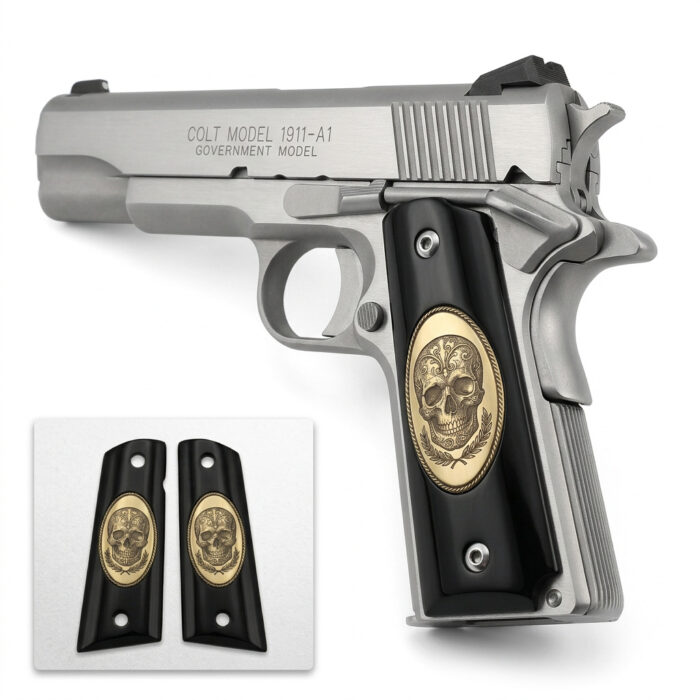 Colt 1911 Hardwood Grip | Sugar Skull Engraved | Zib Grips