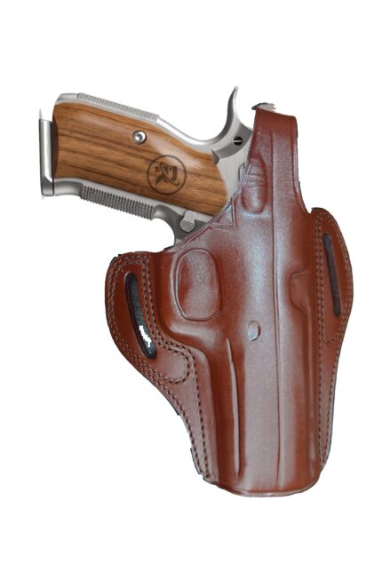CZ Shadow 2 Leather Holster | Pancake OWB Open Top | Brown Right Hand | Zib Grips