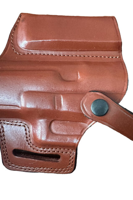Glock 17 / 19 Leather Holster | Pancake OWB Thumb Break | Brown Left Hand | Zib Grips