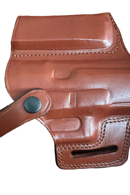 Glock 17 / 19 Leather Holster | Pancake OWB Thumb Break | Brown Right Hand | Zib Grips