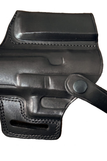 Glock 17 / 19 Leather Holster | Pancake OWB Thumb Break | Black Left Hand | Zib Grips