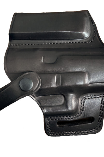 Glock 17 / 19 Leather Holster | Pancake OWB Thumb Break | Black Right Hand | Zib Grips