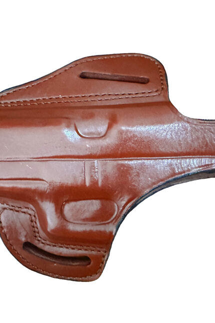Glock 43 / 43X Leather Holster | Pancake OWB Open Top | Brown Left Hand | Zib Grips