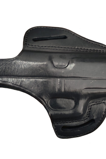 Glock 43 / 43X Leather Holster | Pancake OWB Open Top | Black Right Hand | Zib Grips