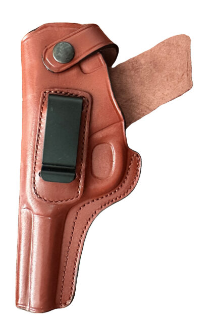 High Standard HD Military Leather Holster | IWB OWB Dual Carry | Brown Left Hand | Zib Grips